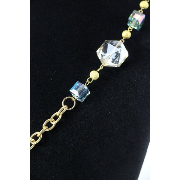 Adjustable 34"-38" Gold Tone Flapper Style Glass Bead Long Necklace - Picture 3 of 6